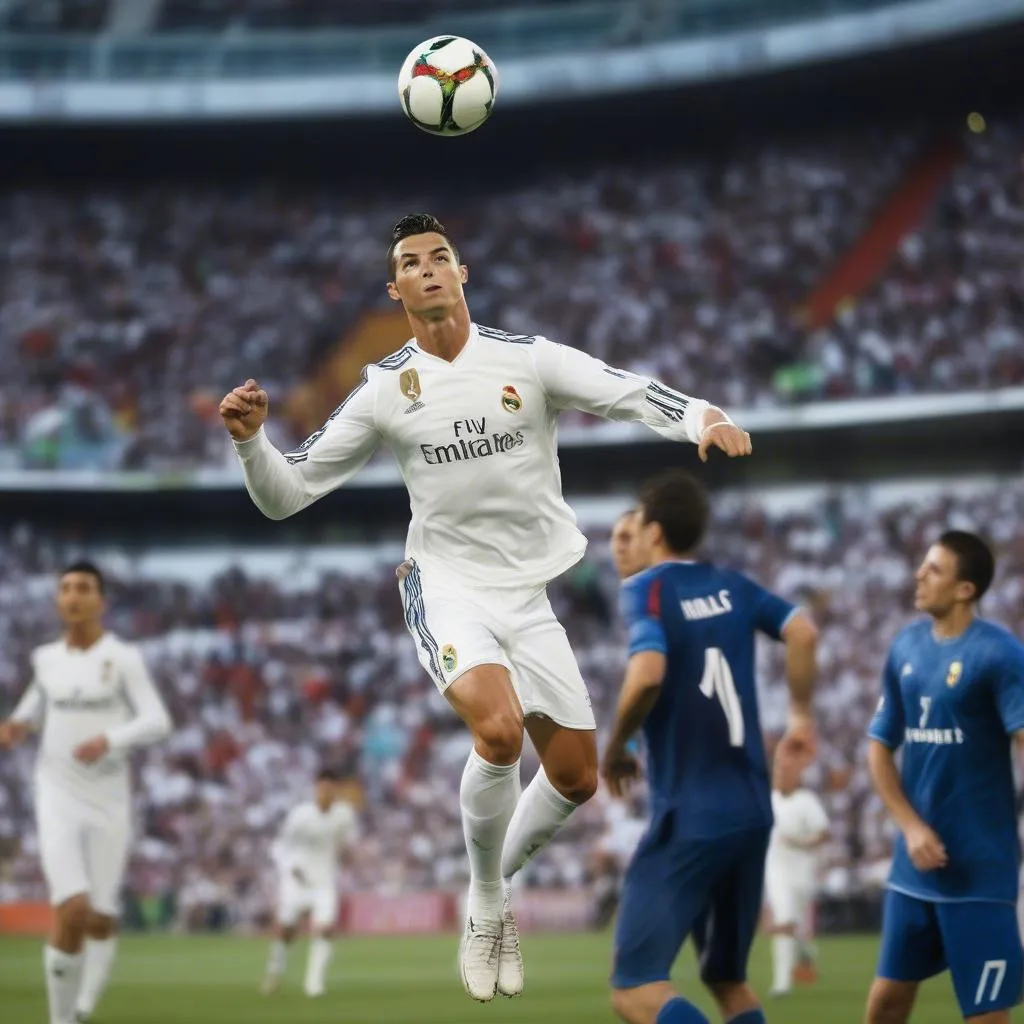 Cristiano Ronaldo khoe chiều cao 184cm trên sân cỏ