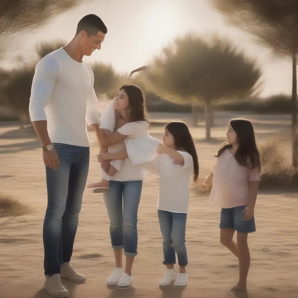 Ronaldo &quot;chiếu soi&quot;: Gia đình, tình yêu và đam mê - Hình ảnh Ronaldo hạnh phúc bên gia đình