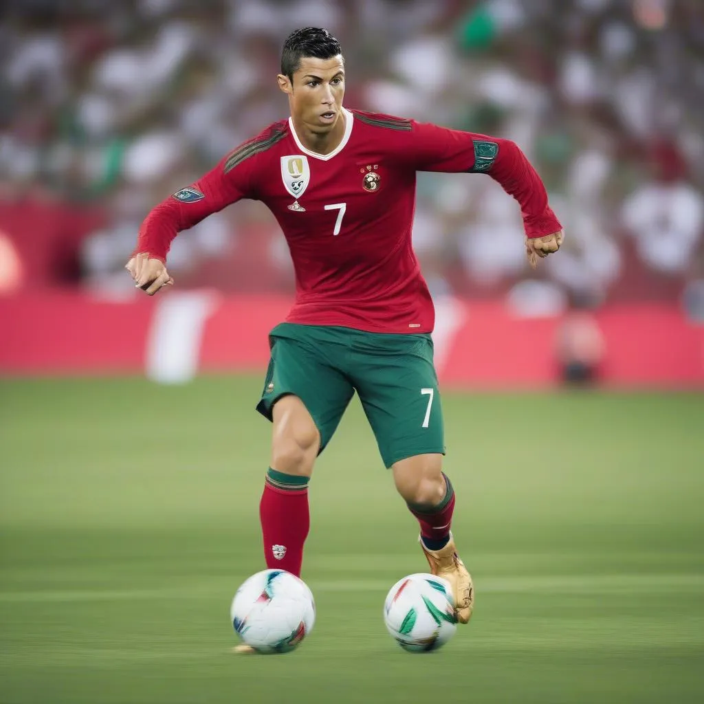 Ronaldo "chiếu soi": Kỹ thuật đỉnh cao, tinh thần thép - Hình ảnh Ronaldo thi đấu với kỹ thuật điêu luyện