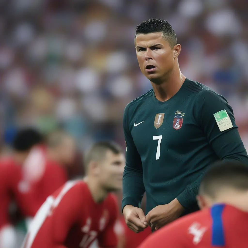 Ronaldo biểu cảm giận dữ sau trận hòa