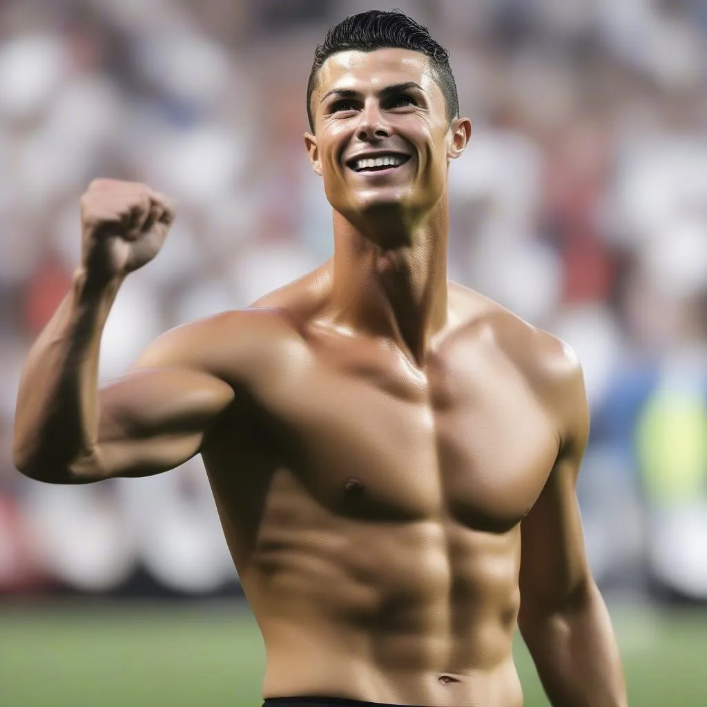 Hình ảnh Cristiano Ronaldo cởi áo ăn mừng bàn thắng