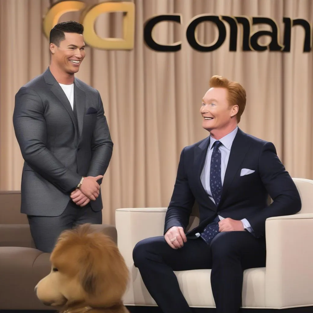 Ronaldo và Conan O'Brien trong chương trình truyền hình