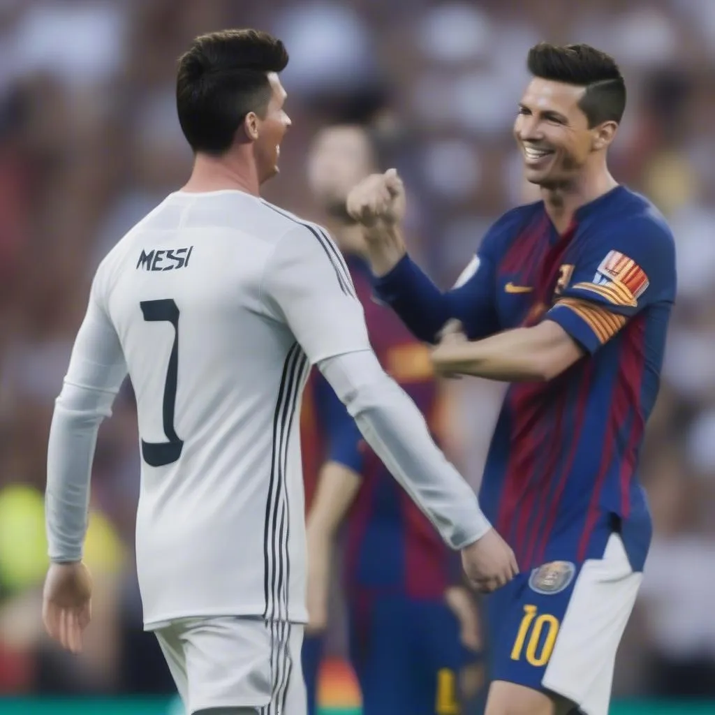 Ronaldo cười đểu Messi sau khi ghi bàn