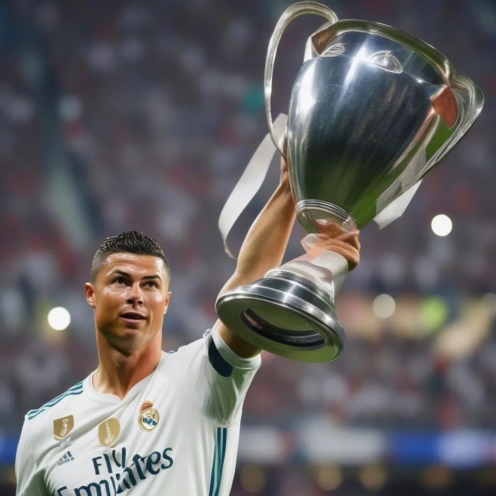 Ronaldo trong màu áo Real Madrid giành chức vô địch Champions League