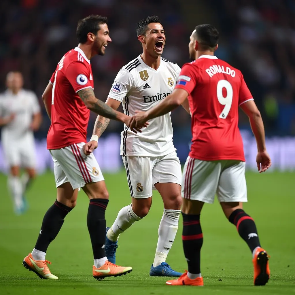 Ronaldo ăn mừng bàn thắng tại Champions League 2018