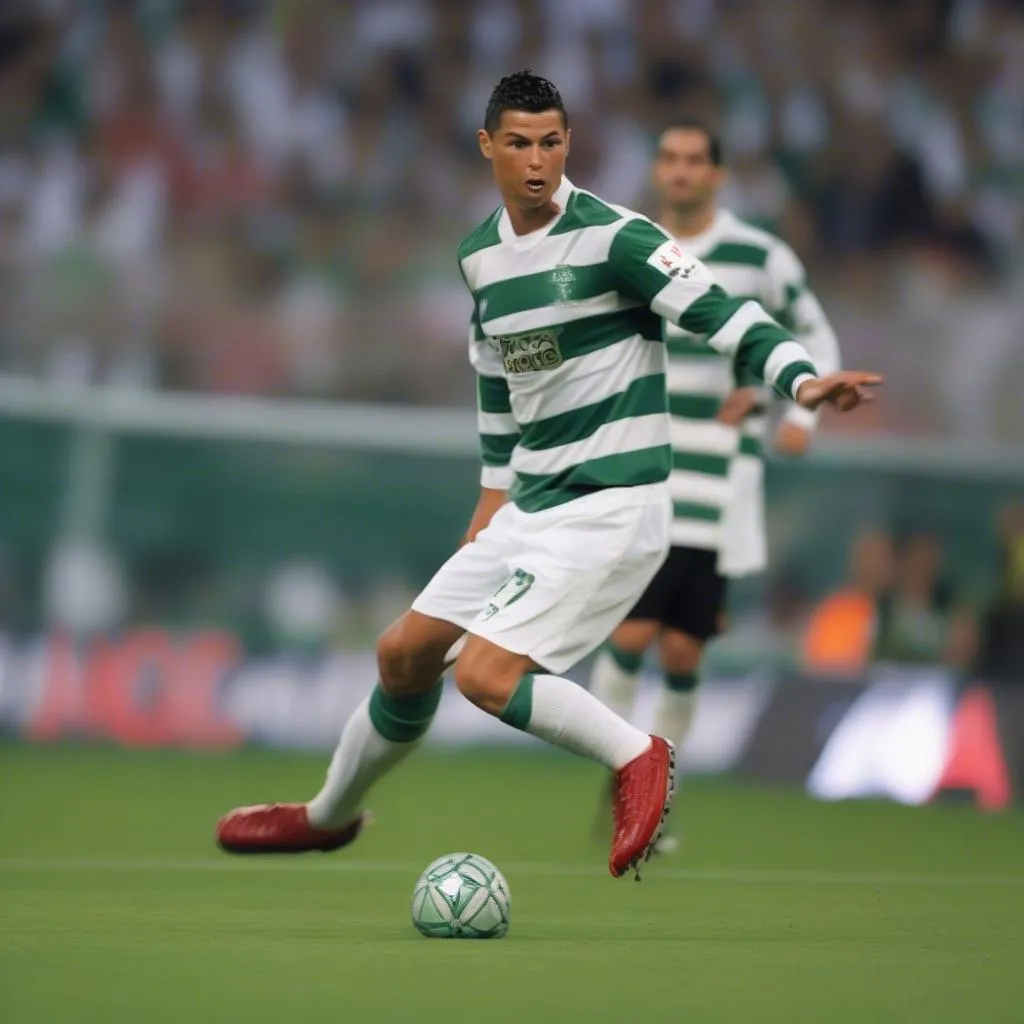 Ronaldo trong màu áo Sporting Lisbon