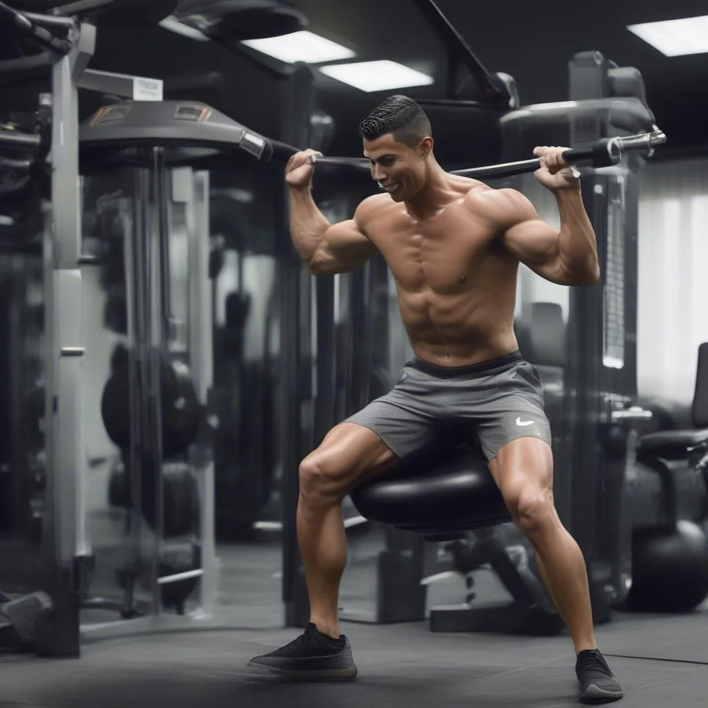 Ronaldo tập luyện tại phòng gym