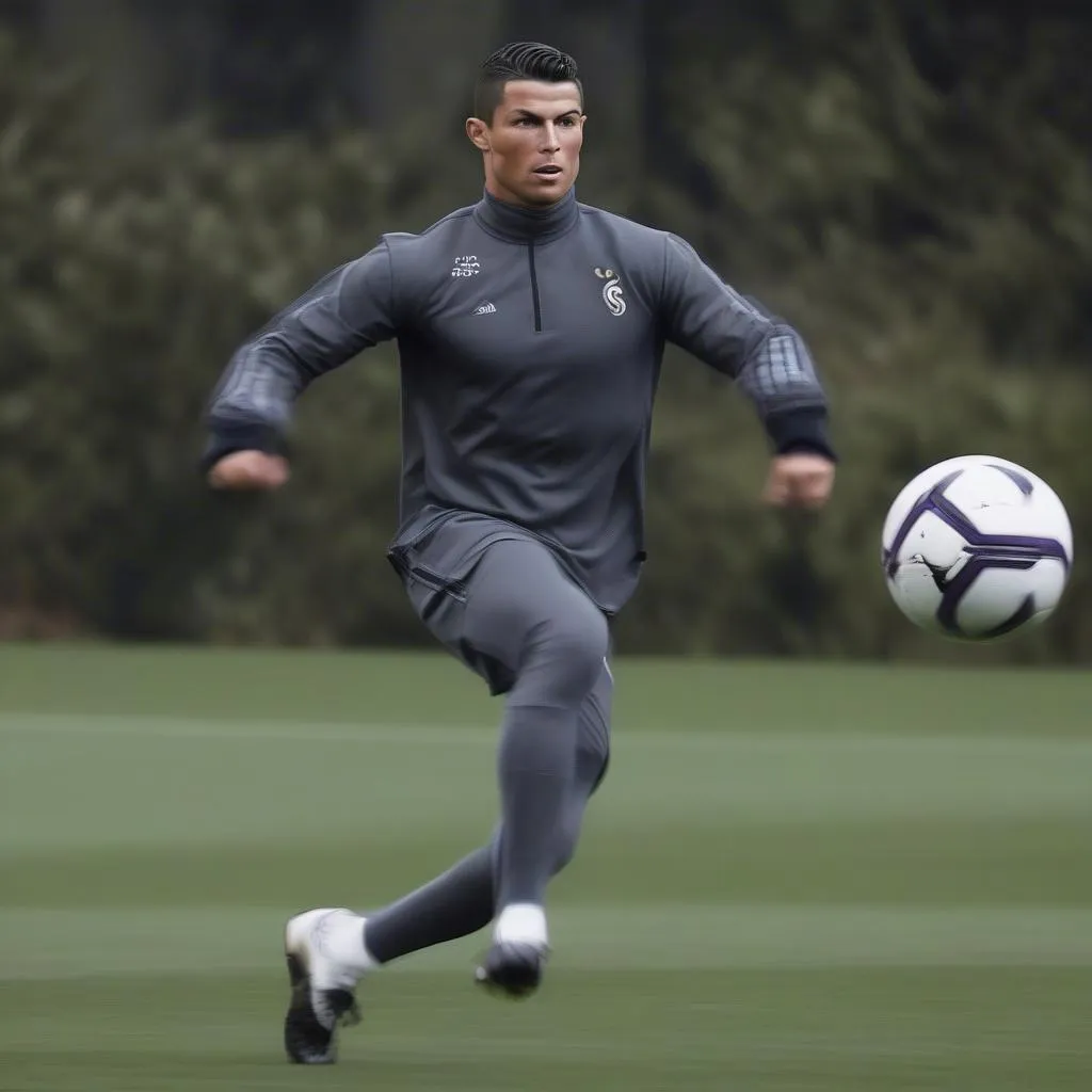 Ronaldo luyện tập chăm chỉ trên sân tập