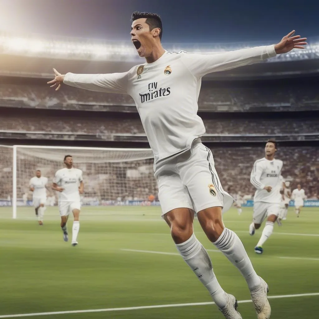 Cristiano Ronaldo đánh đầu ghi bàn khung thành