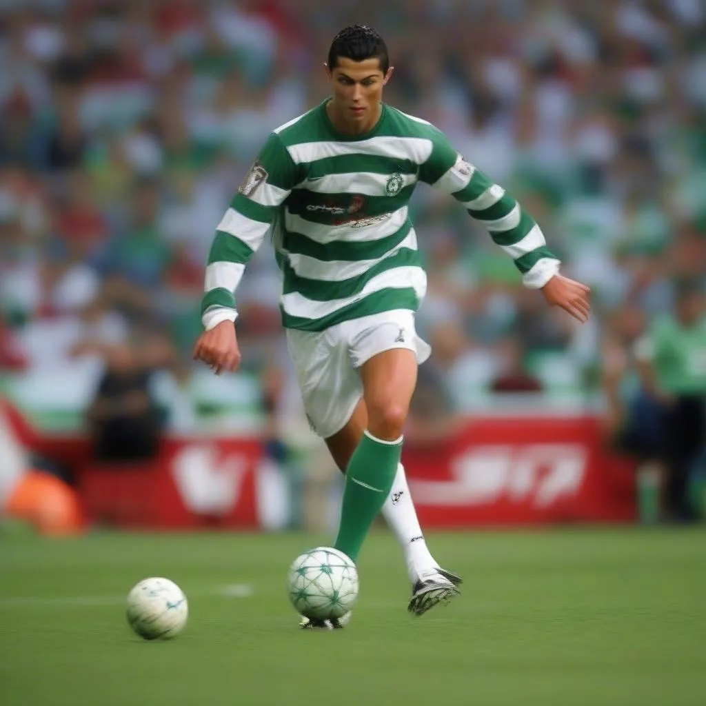 Ronaldo thi đấu đầu tiên cho Sporting Lisbon, 2002