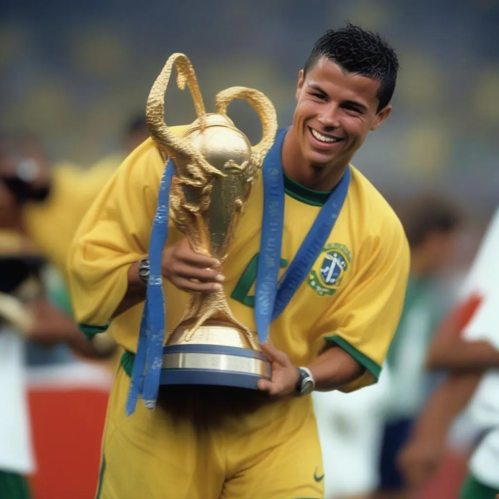 Ronaldo De Lima trong màu áo tuyển Brazil tại World Cup 1998