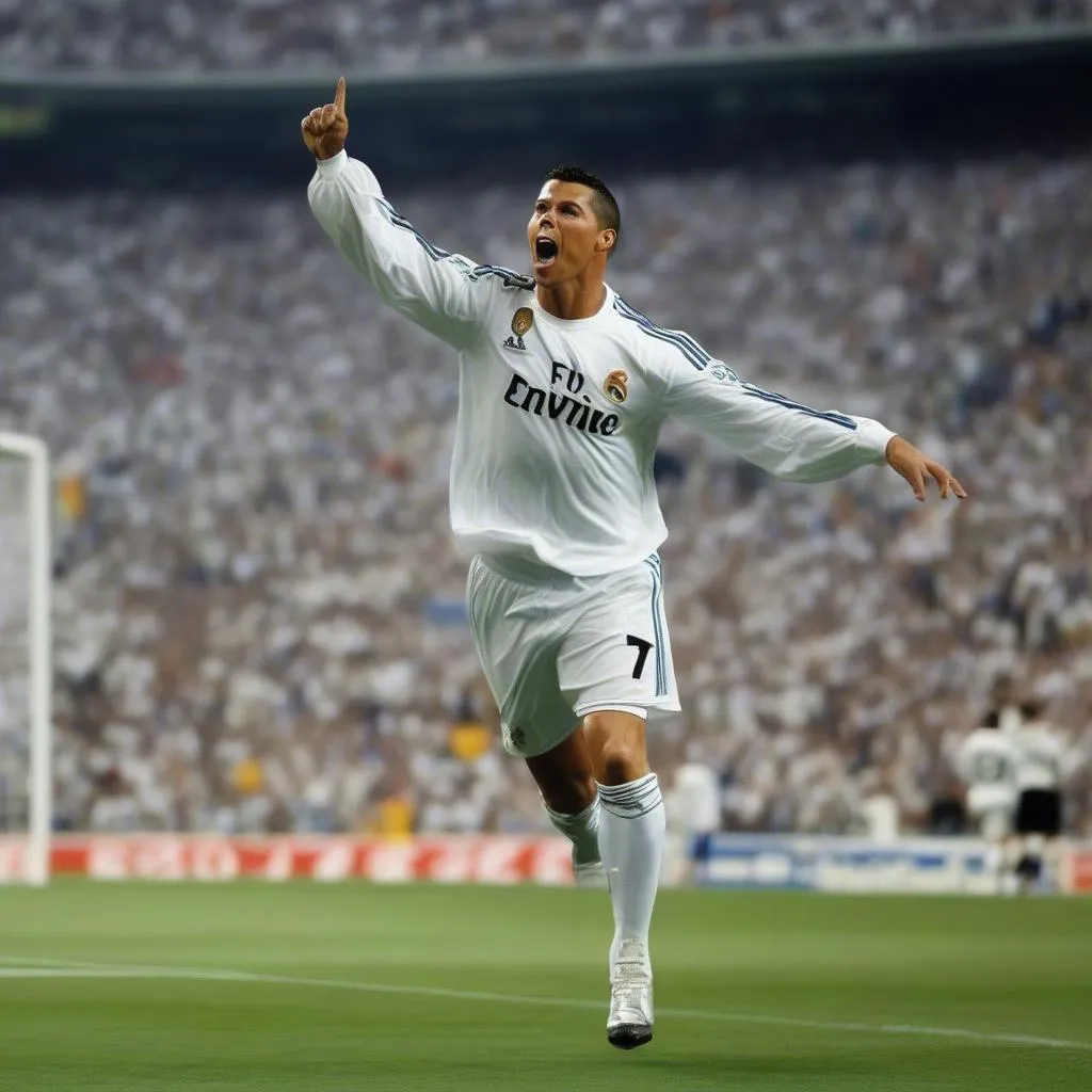 Ronaldo de Lima celebrating a goal for Real Madrid