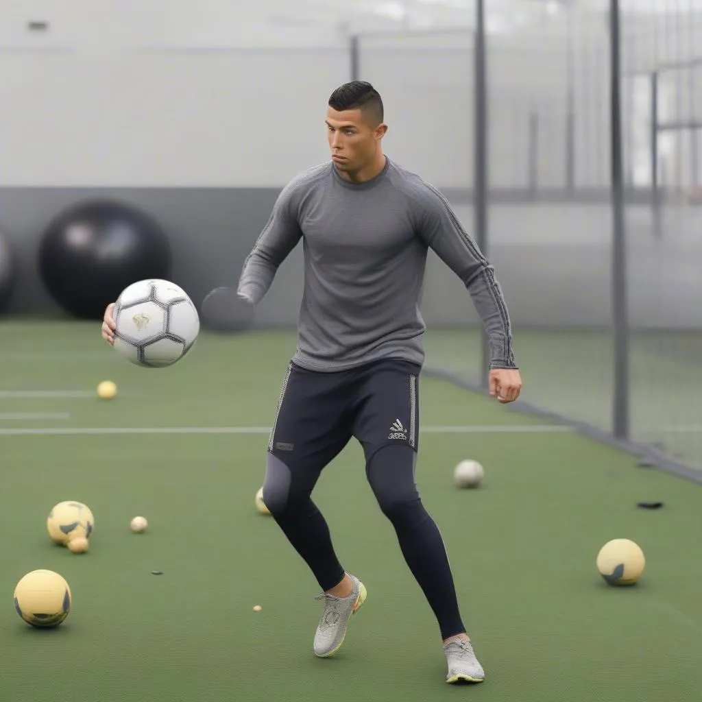 Ronaldo De Lima tập bóng bóng để cải thiện thể lực