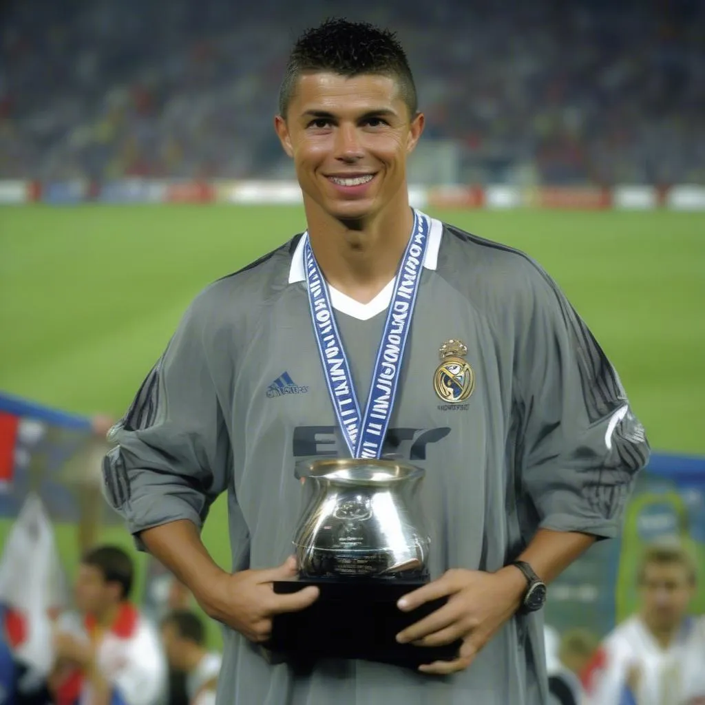 Ronaldo de Lima nâng cao chiếc cúp Champion League 2002