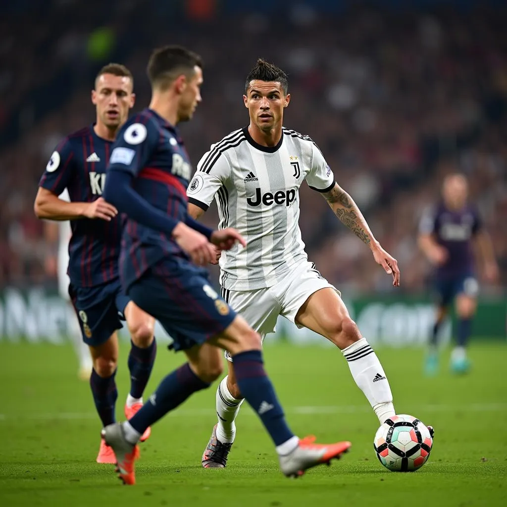 Ronaldo đi bóng kỹ thuật trong màu áo Juventus