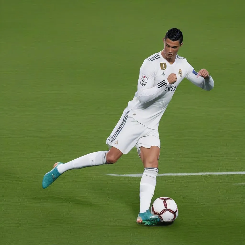 Cầu thủ Cristiano Ronaldo thực hiện cú đá penalty