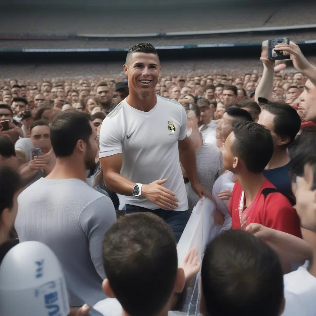 Ronaldo trò chuyện với người hâm mộ