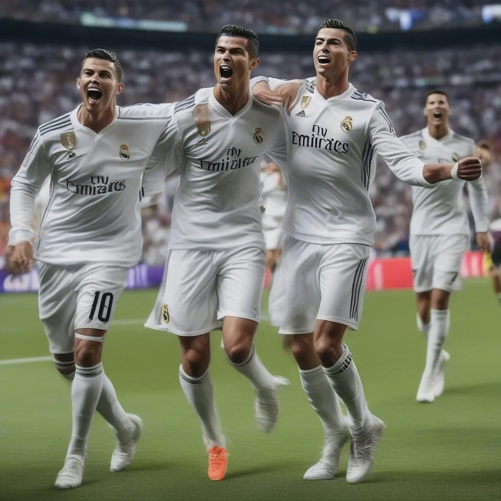 Ronaldo cùng các đồng đội thi đấu đầy nhiệt huyết