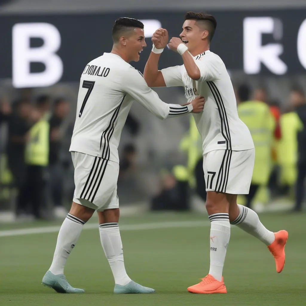 Hình ảnh Ronaldo và Dybala trong khoảnh khắc đẹp trên sân cỏ