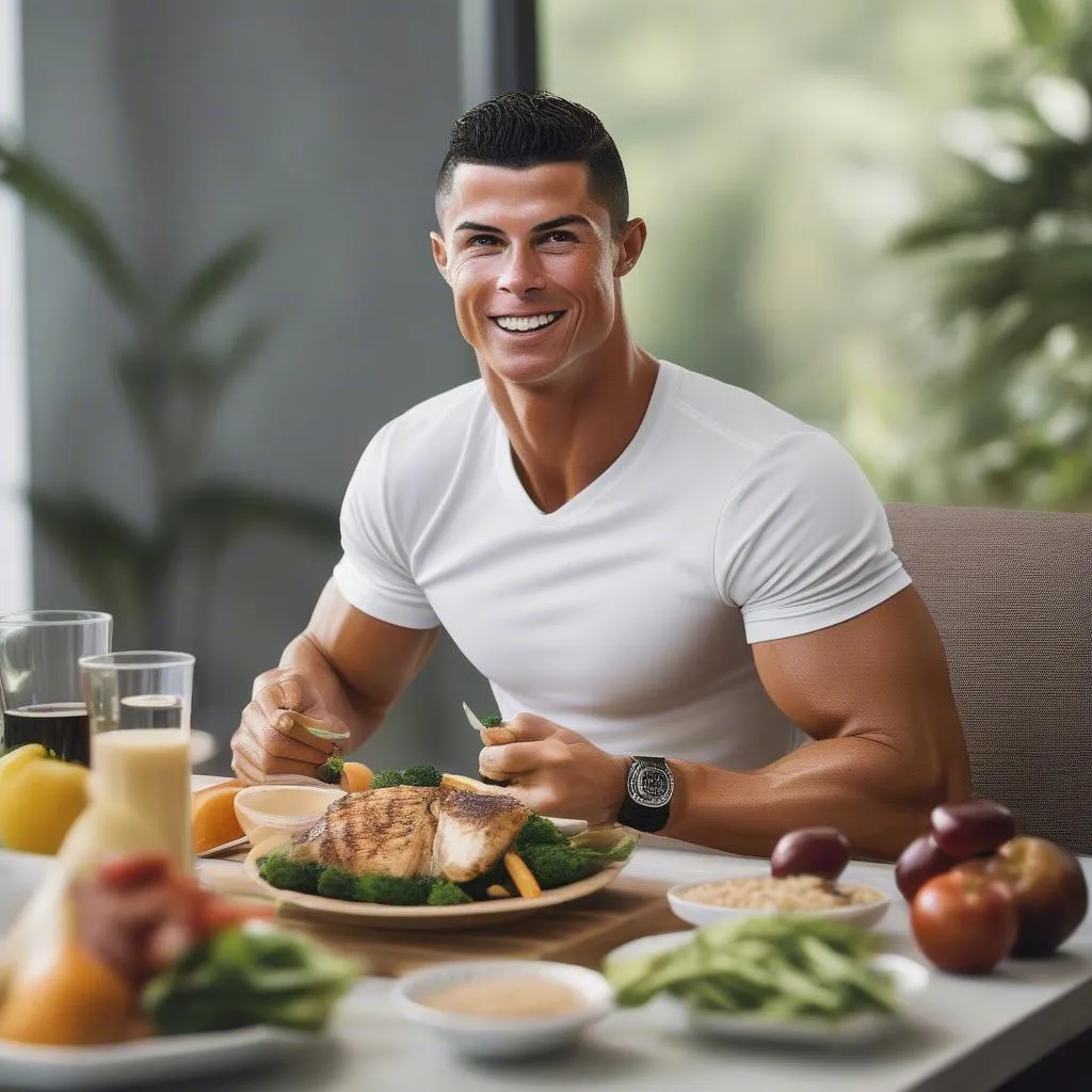 Cristiano Ronaldo enjoying a healthy meal