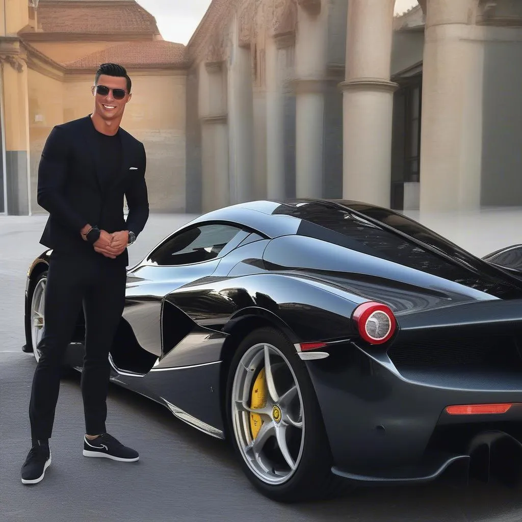 Ronaldo bên cạnh Ferrari LaFerrari