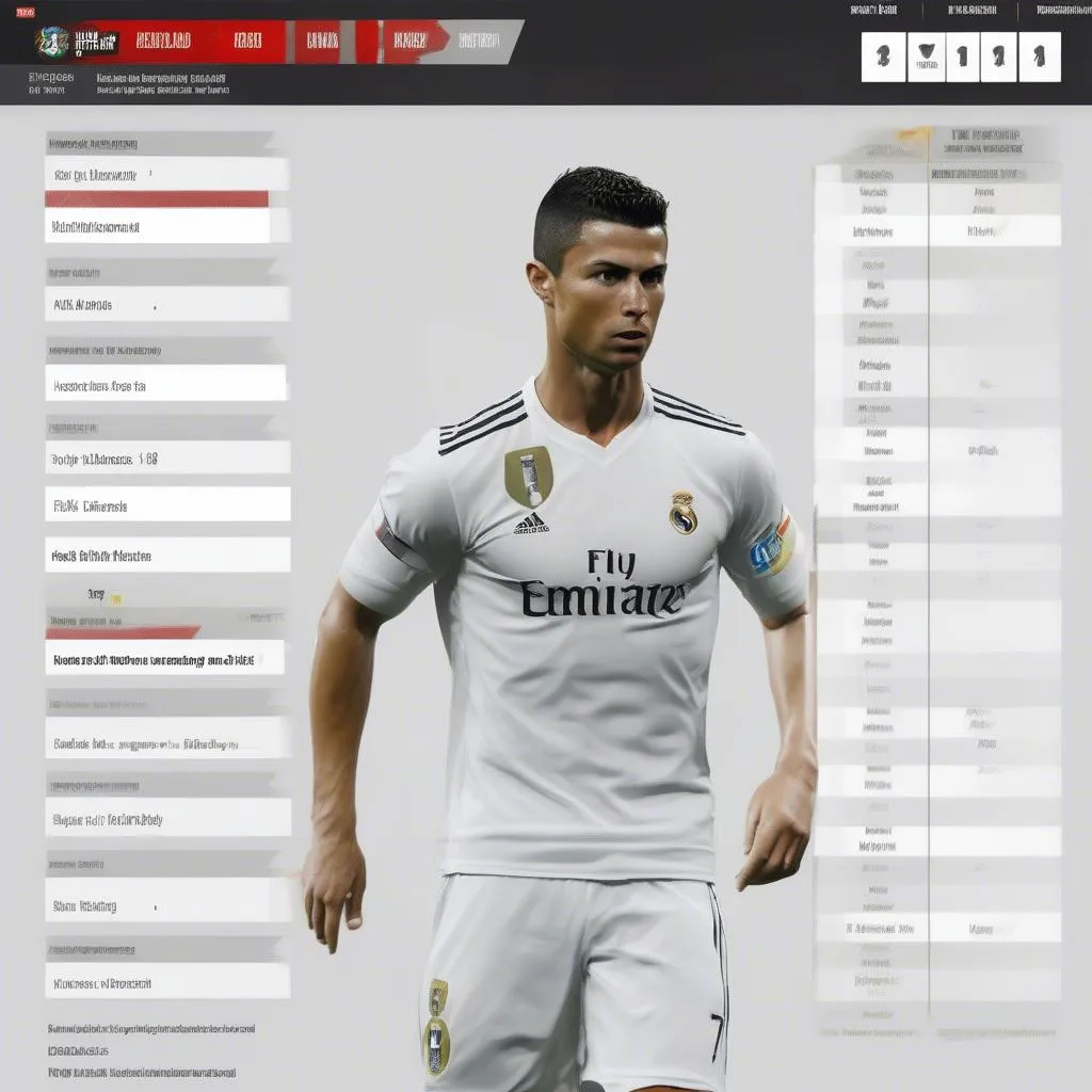 Bảng xếp hạng cầu thủ Cristiano Ronaldo trong FM 2018