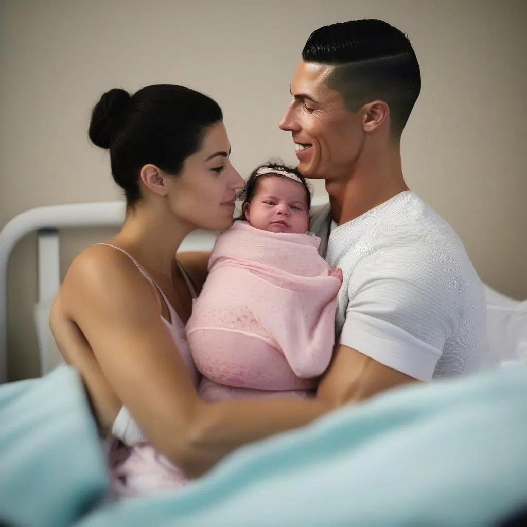 Ronaldo và Georgina Rodriguez bên con gái mới sinh