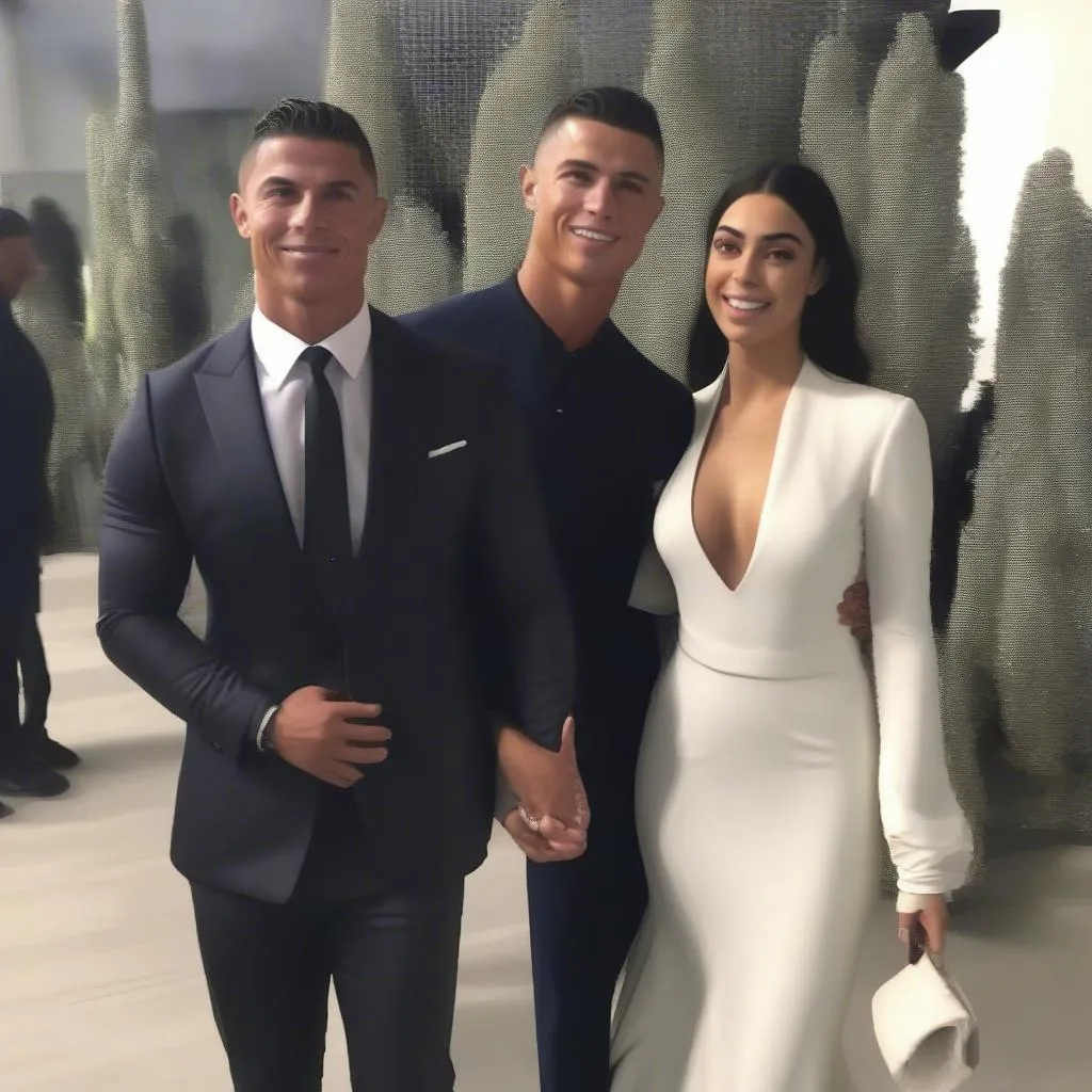 Hình ảnh Ronaldo và Georgina Rodriguez, thể hiện tình cảm hạnh phúc và lãng mạn của hai người.