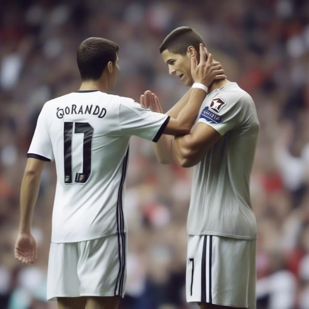 Hình ảnh Steven Gerrard dành lời khen ngợi cho Cristiano Ronaldo