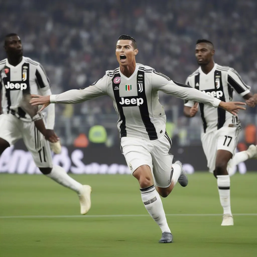 Cristiano Ronaldo ghi bàn thắng trong một trận đấu