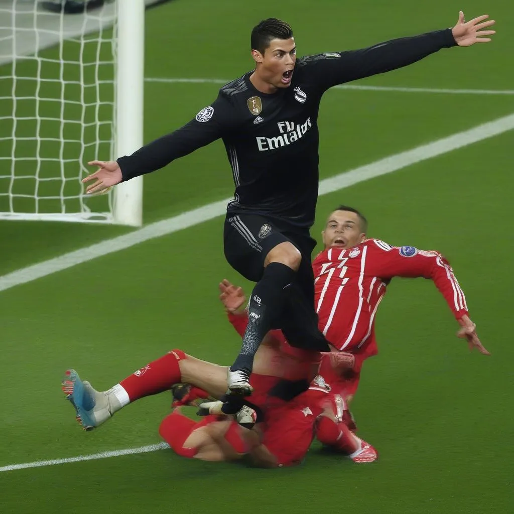 Ronaldo ghi bàn Champions League