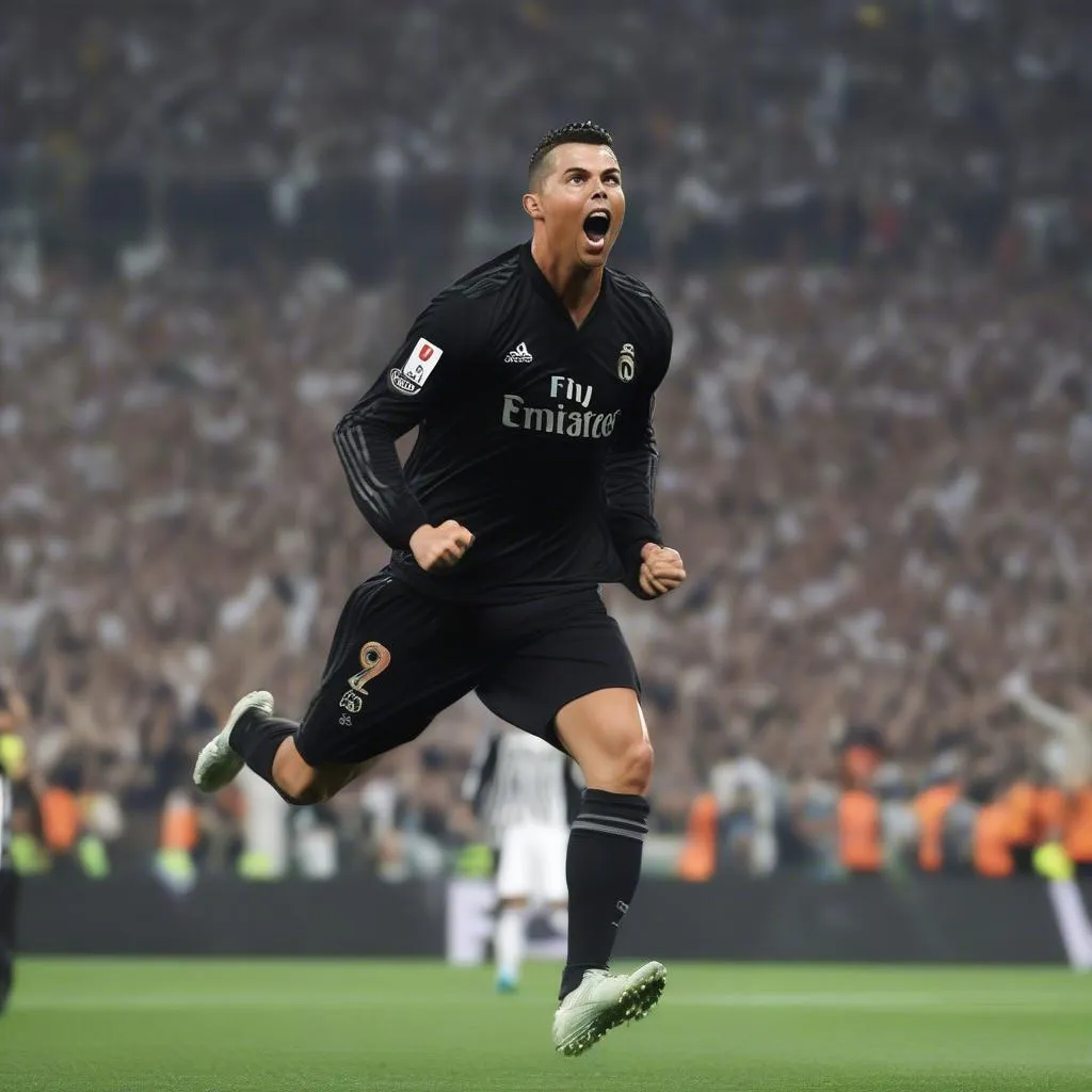 Ronaldo ghi bàn vào lưới Juventus