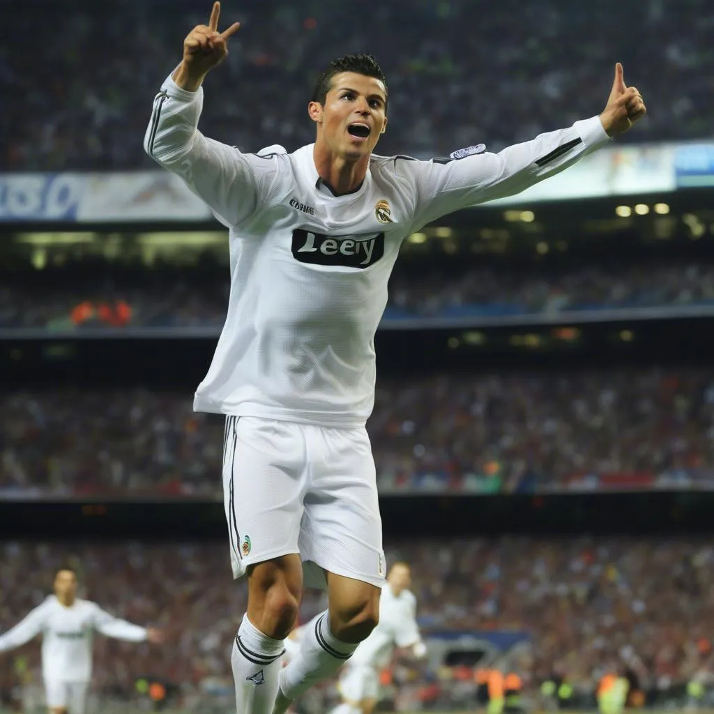 Cristiano Ronaldo ghi bàn trong trận chung kết Champions League