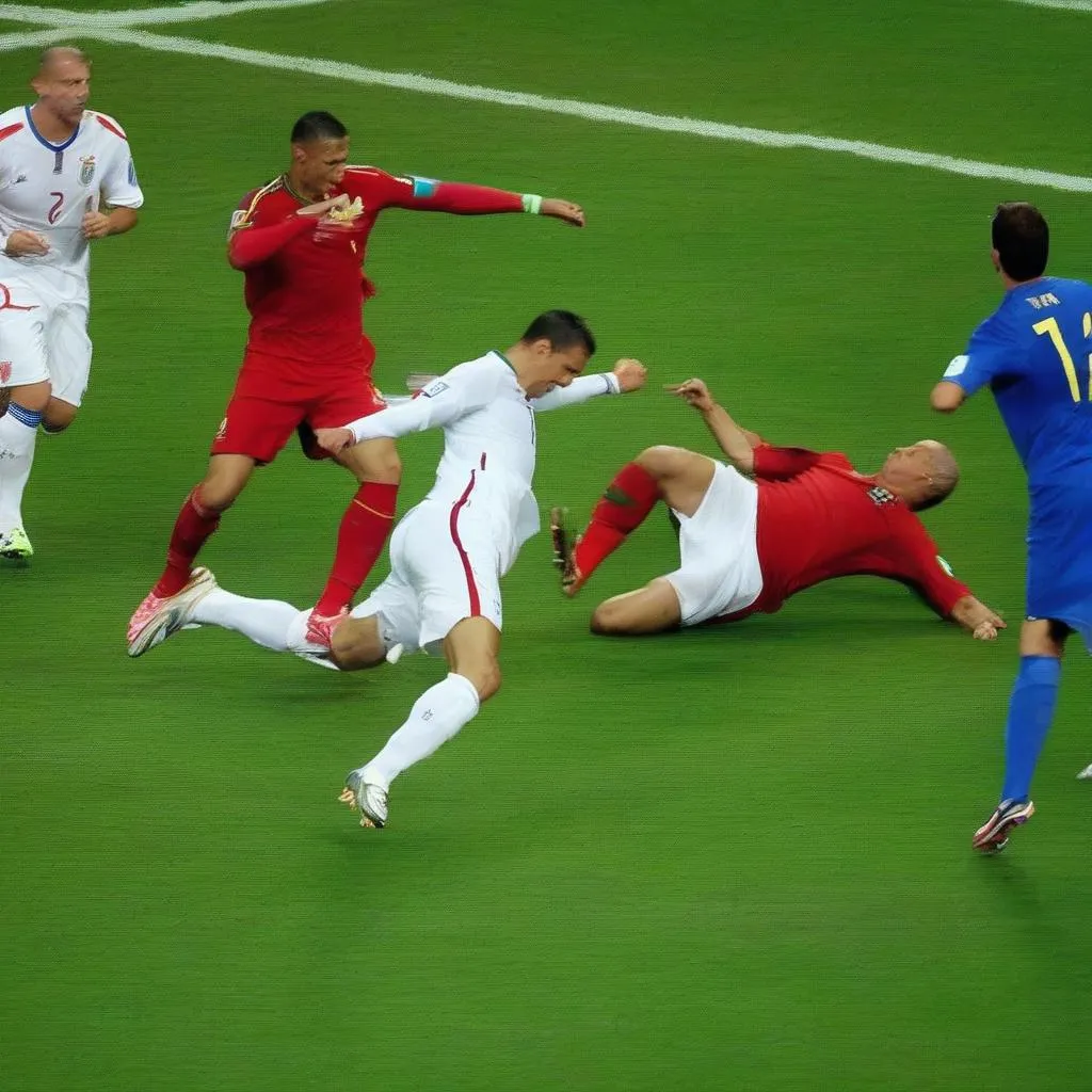 Ronaldo ghi bàn vào lưới Cộng hòa Séc trong trận đấu tại Euro 2012