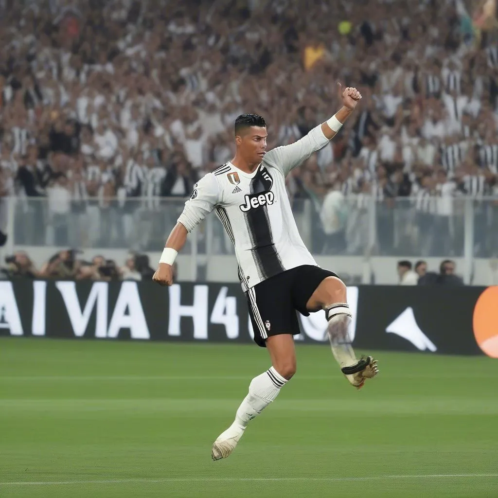 Ronaldo ghi bàn vào lưới Juventus 2018