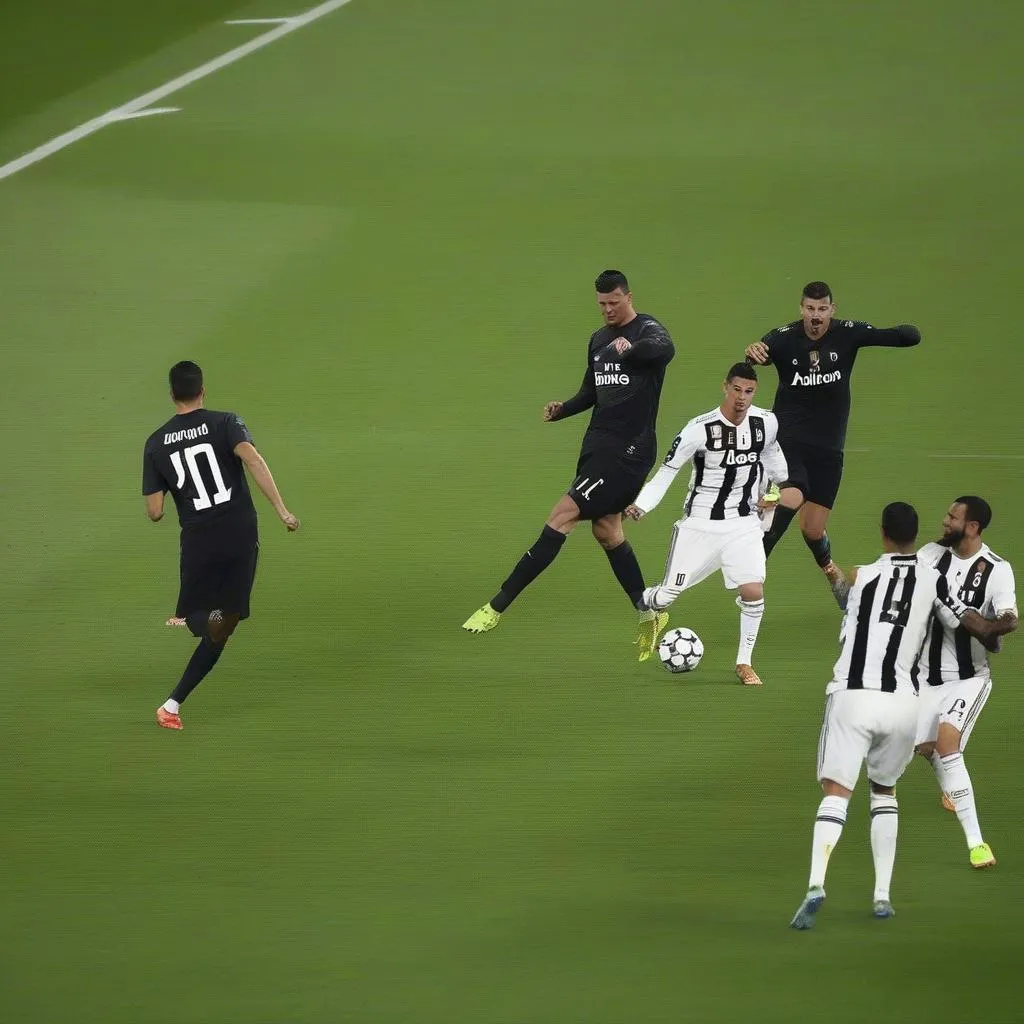 ronaldo ghi bàn vào lưới juventus