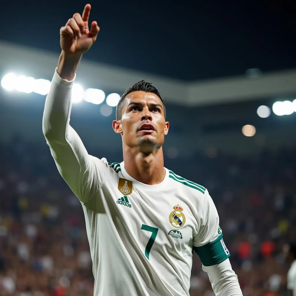 Ronaldo giơ tay chào tạm biệt người hâm mộ trong trận đấu cuối cùng