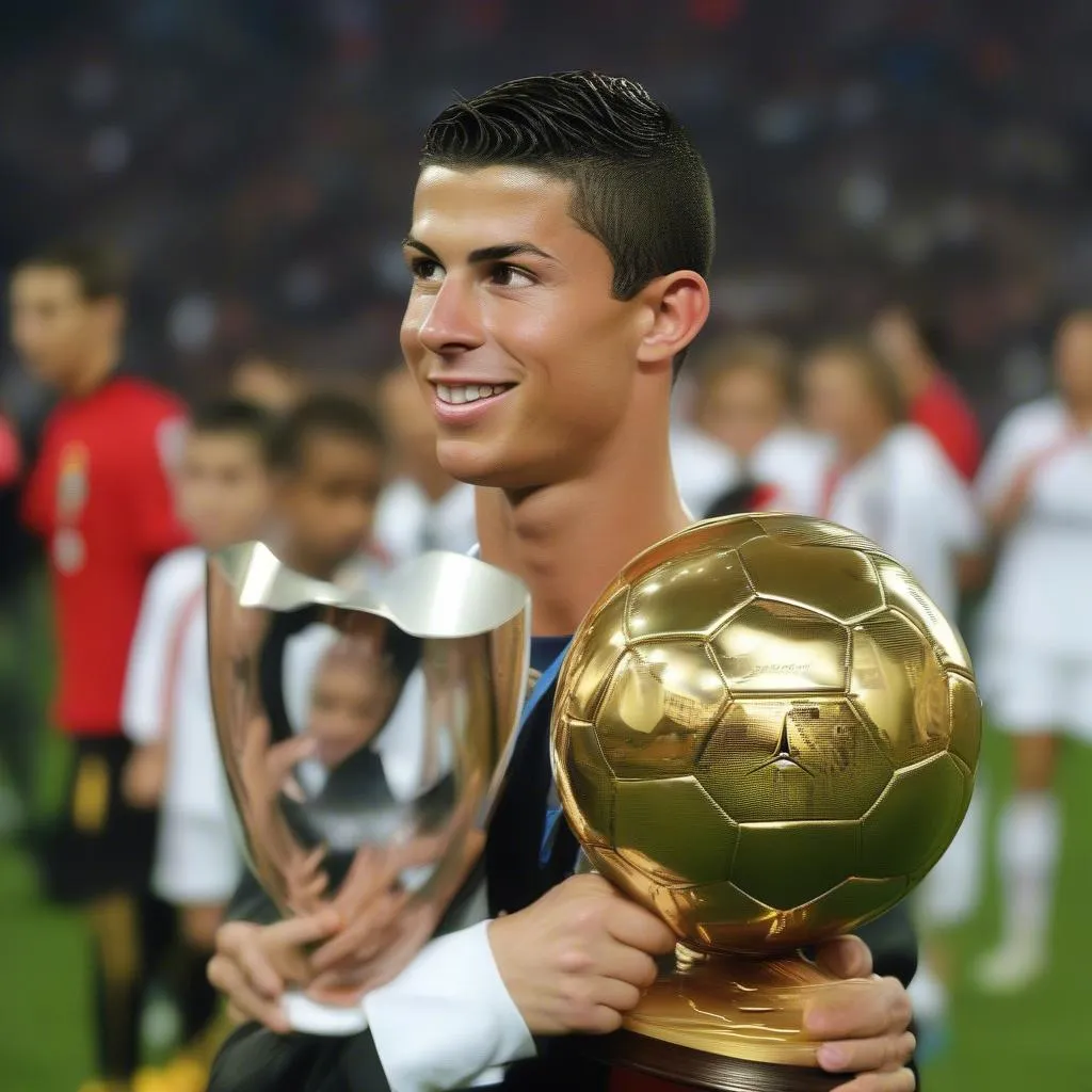 Ronaldo giành được Bóng Vàng năm 2008 khi còn rất trẻ