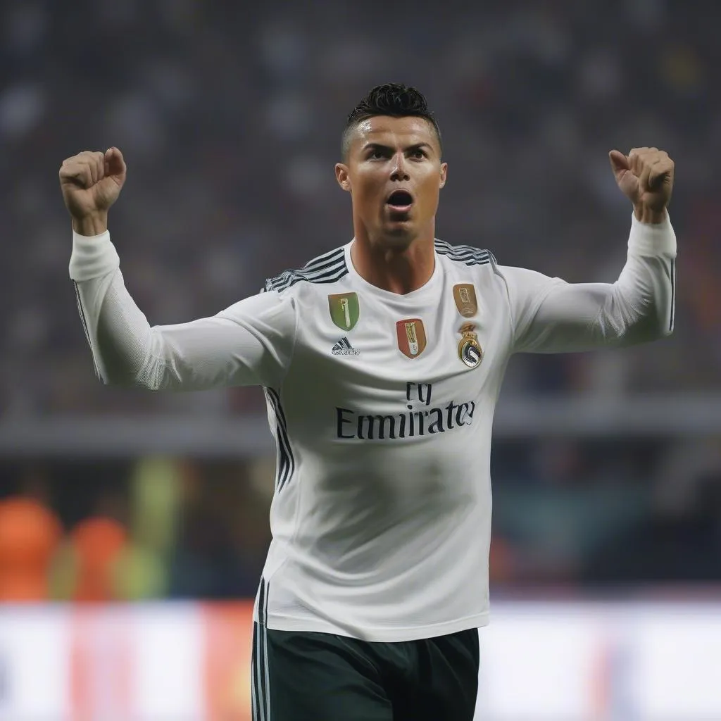 Ronaldo giơ áo sau khi ghi bàn