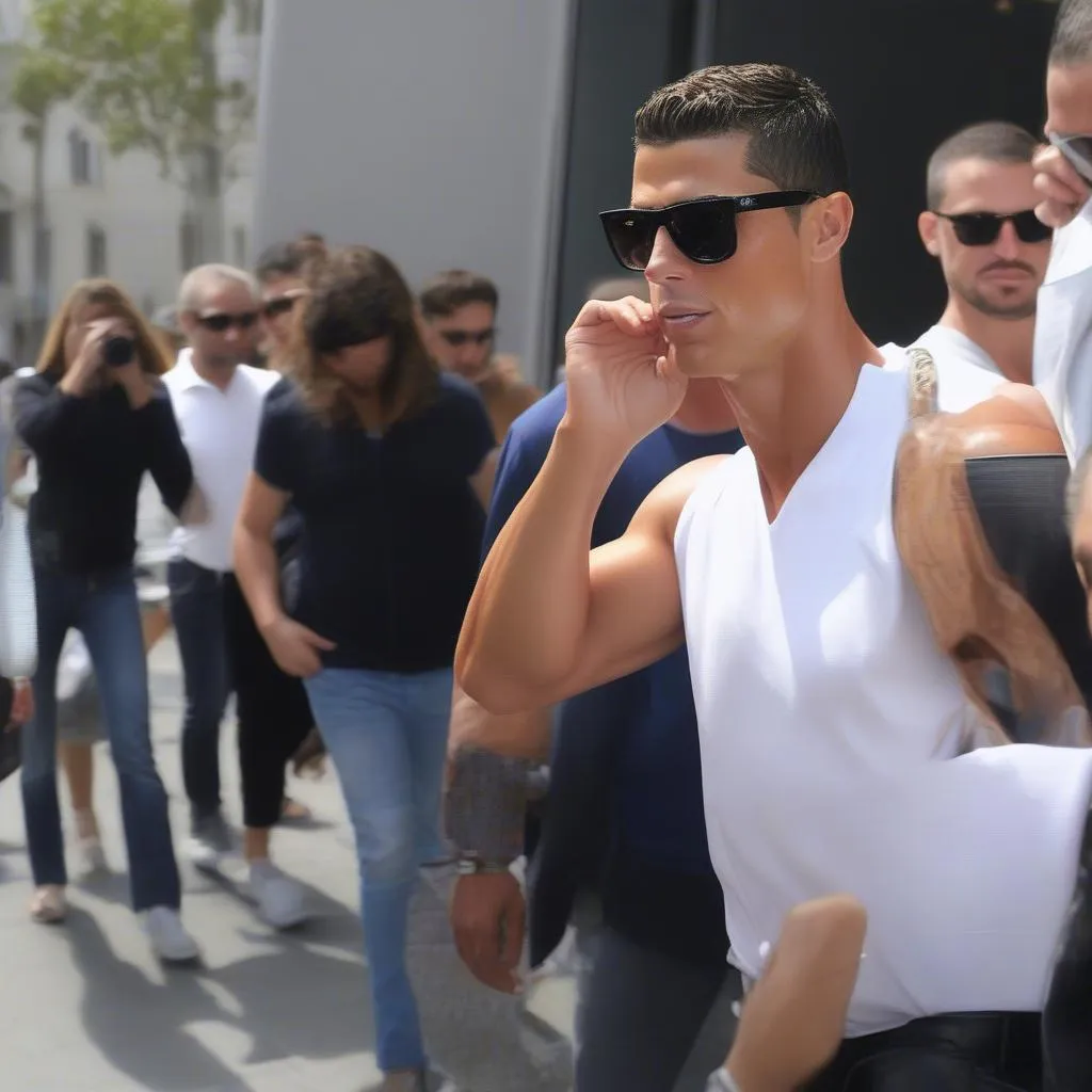 Ronaldo đeo kính thời trang