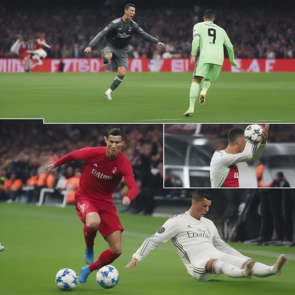 Ronaldo xử lý bóng kỹ thuật trước khi ghi bàn vào lưới Ajax tại Champions League mùa giải 2018-2019