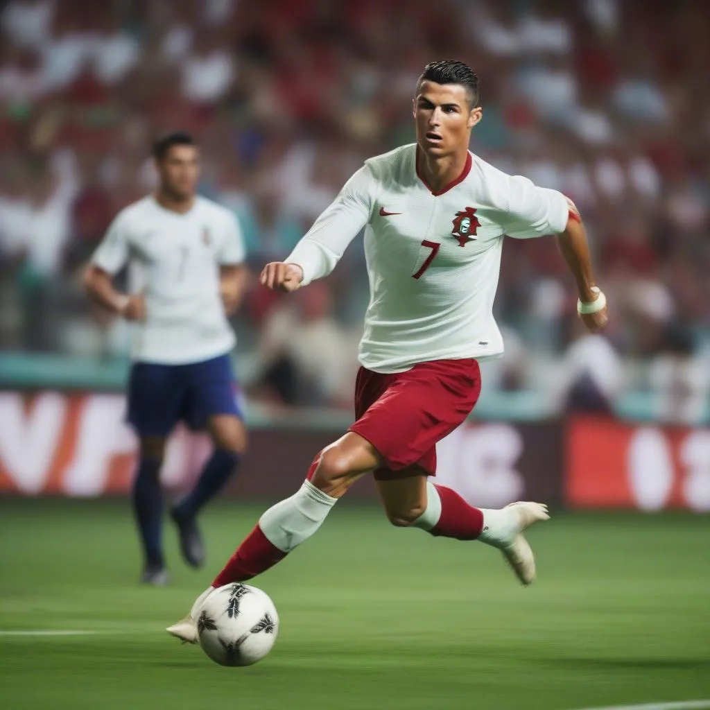 Hình ảnh Cristiano Ronaldo ghi bàn cho đội tuyển Bồ Đào Nha