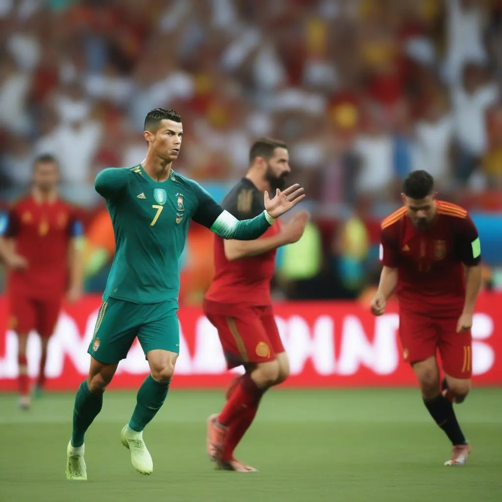 Ronaldo ghi hat-trick trong trận đấu với Tây Ban Nha tại World Cup 2018