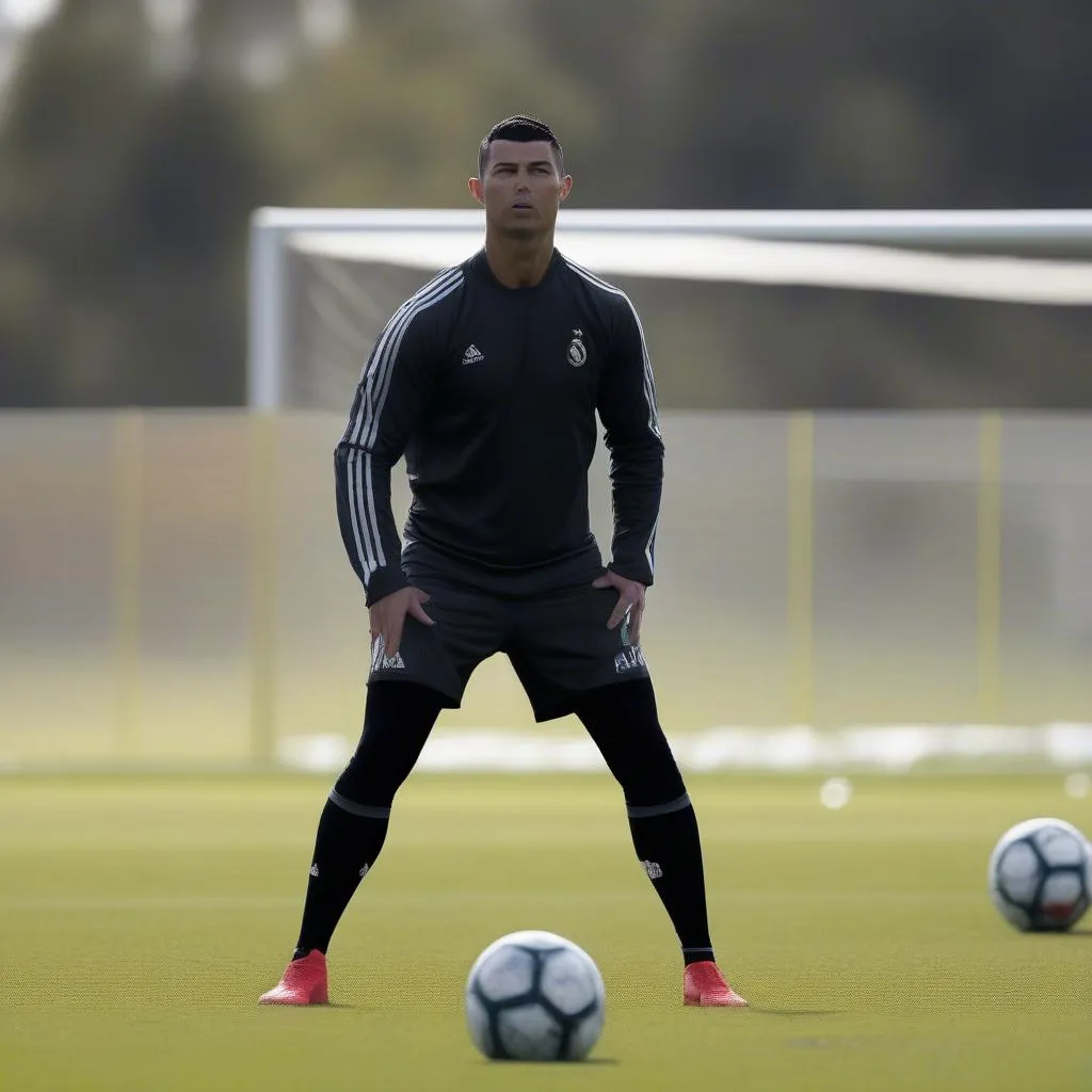 Ronaldo tập luyện đá penalty chuyên nghiệp