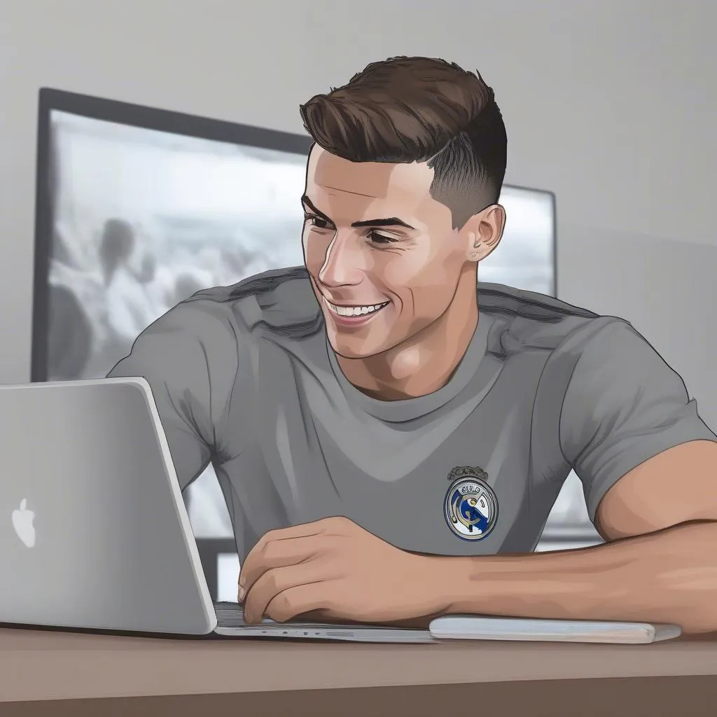 C. Ronaldo tương tác với người hâm mộ