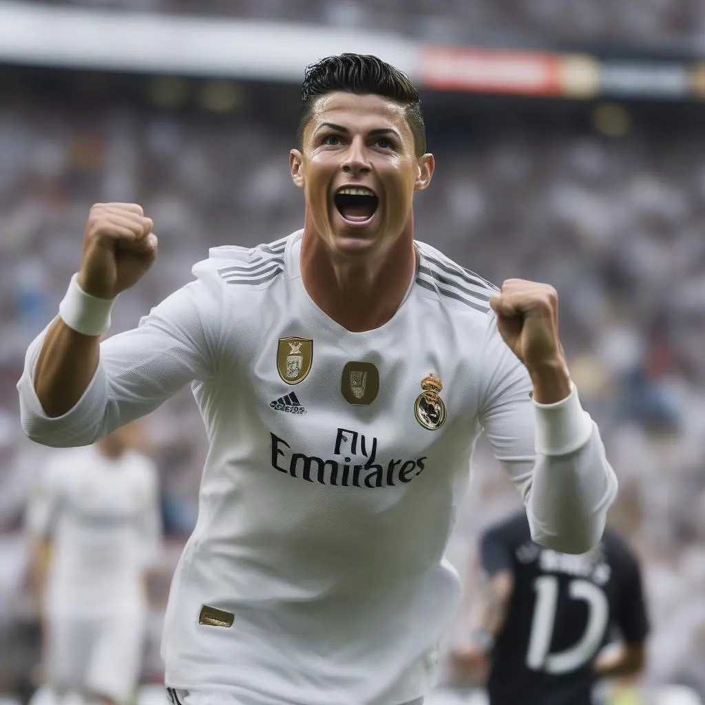 Ronaldo James ghi bàn trong trận đấu bóng đá