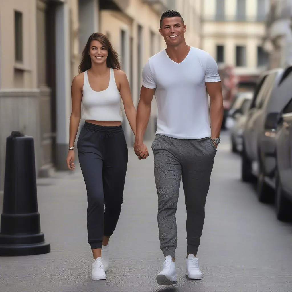 Ronaldo hẹn hò với bạn gái trong bộ jogger