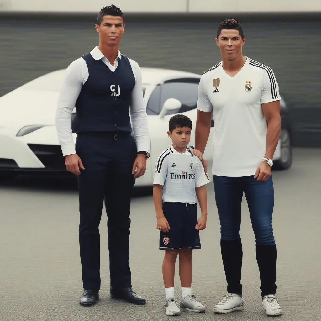 Ronaldo Jr và bố Cristiano Ronaldo, so sánh chiều cao