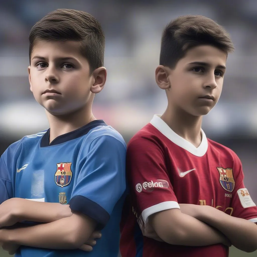 Ronaldo Jr và Messi Jr so sánh