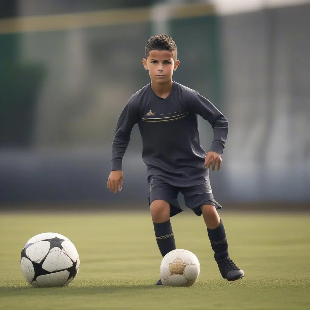 Cristiano Ronaldo Jr. thi đấu trên sân cỏ